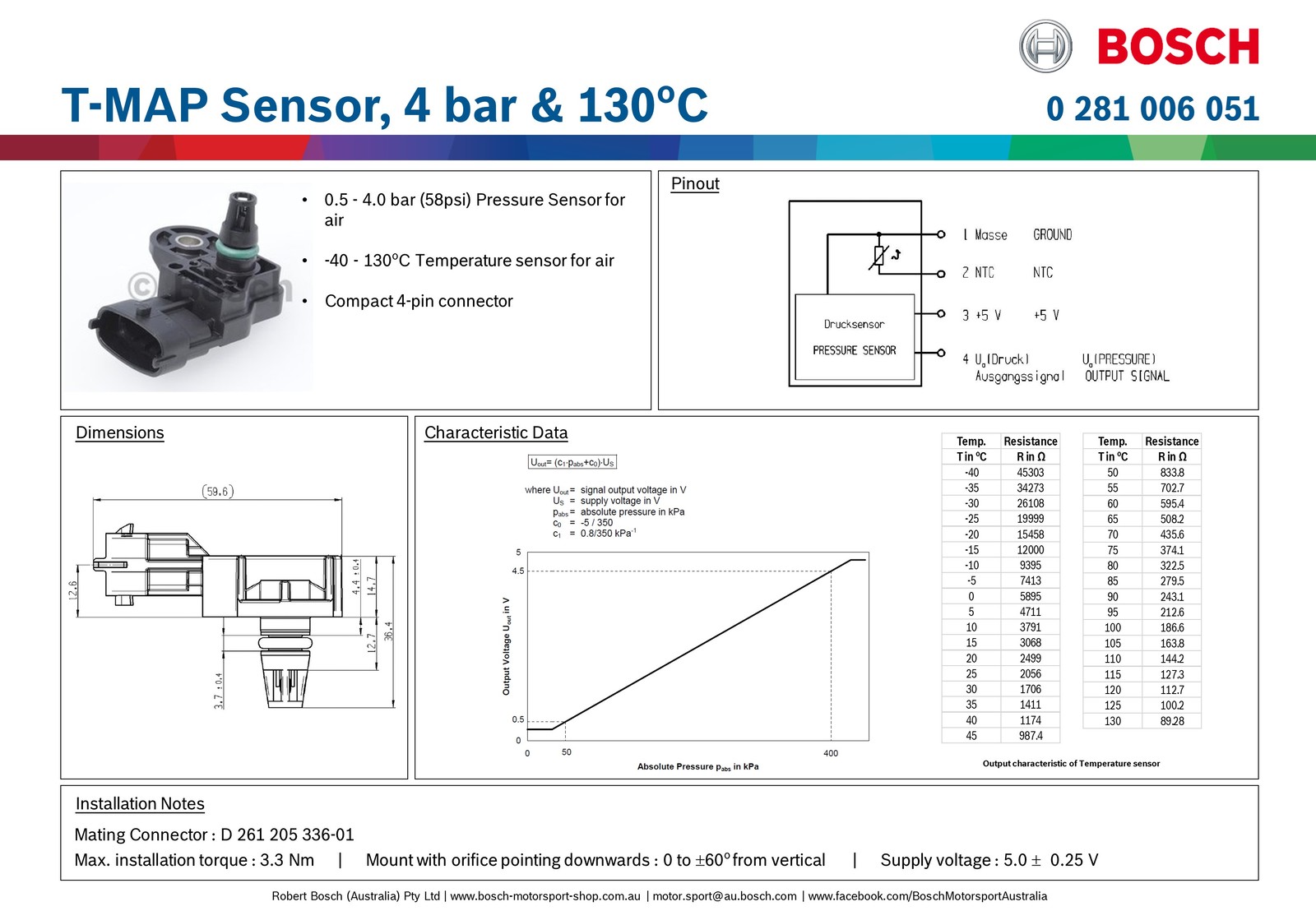 Bosch 4 Bar MAP and Air Temperature Sensor